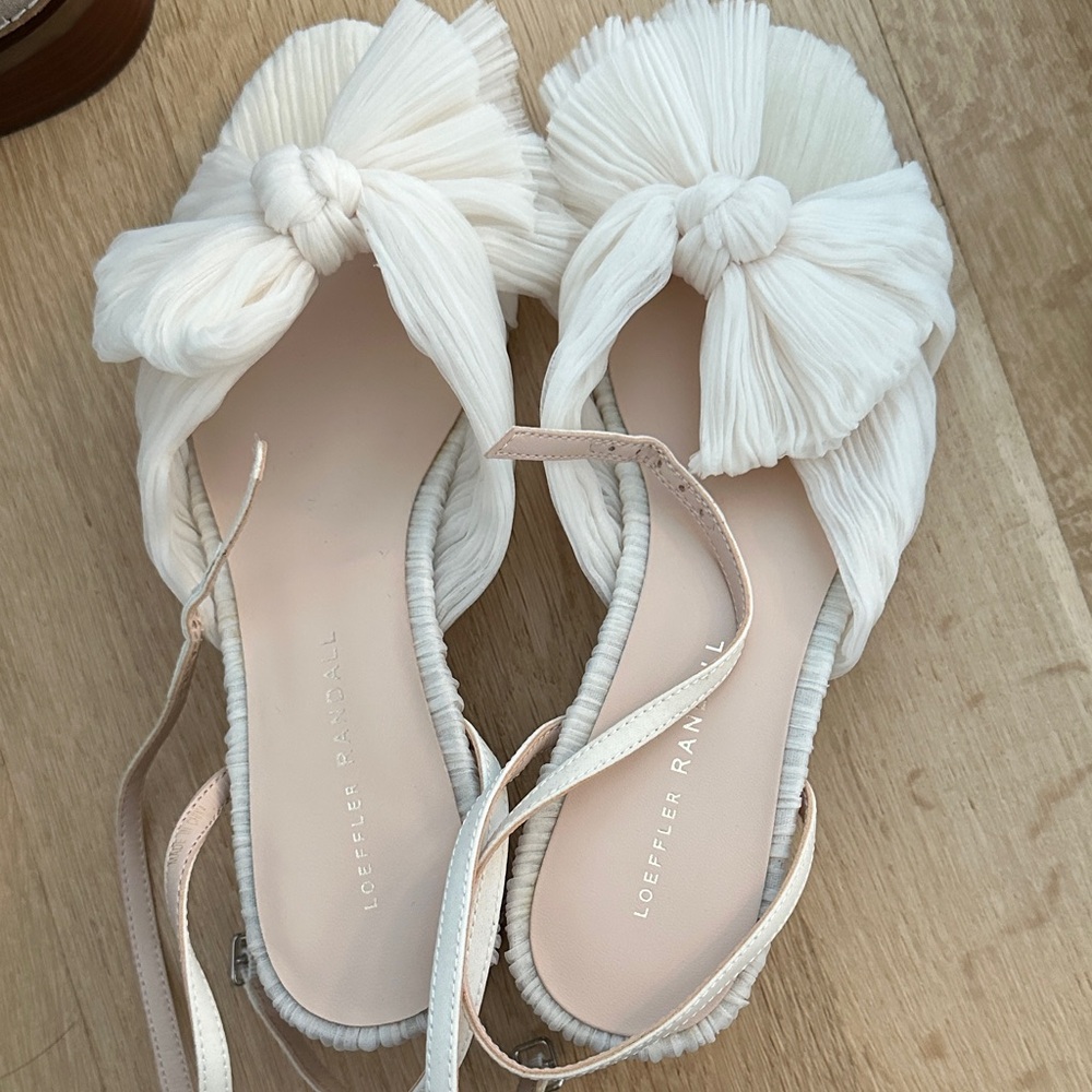 Loeffler Randall Cream Bow Sandals